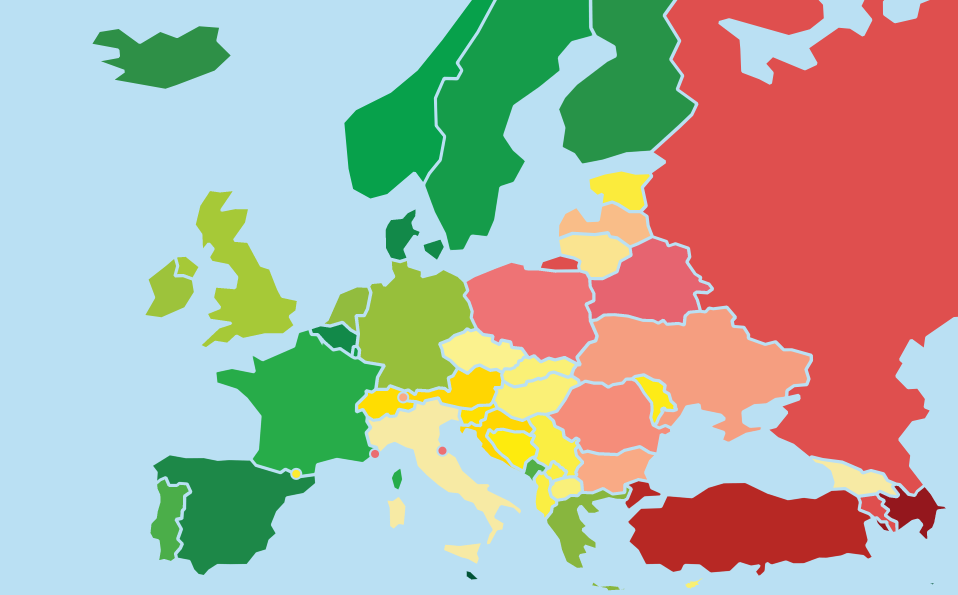 Ísland í fimmta sæti á Regnbogakorti ILGA Europe