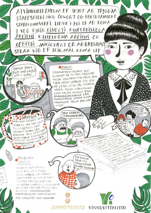 Veggspjald um einelti, kynferðislega áreitni, kynbunda áreitni og ofbeldi á vinnustöðum